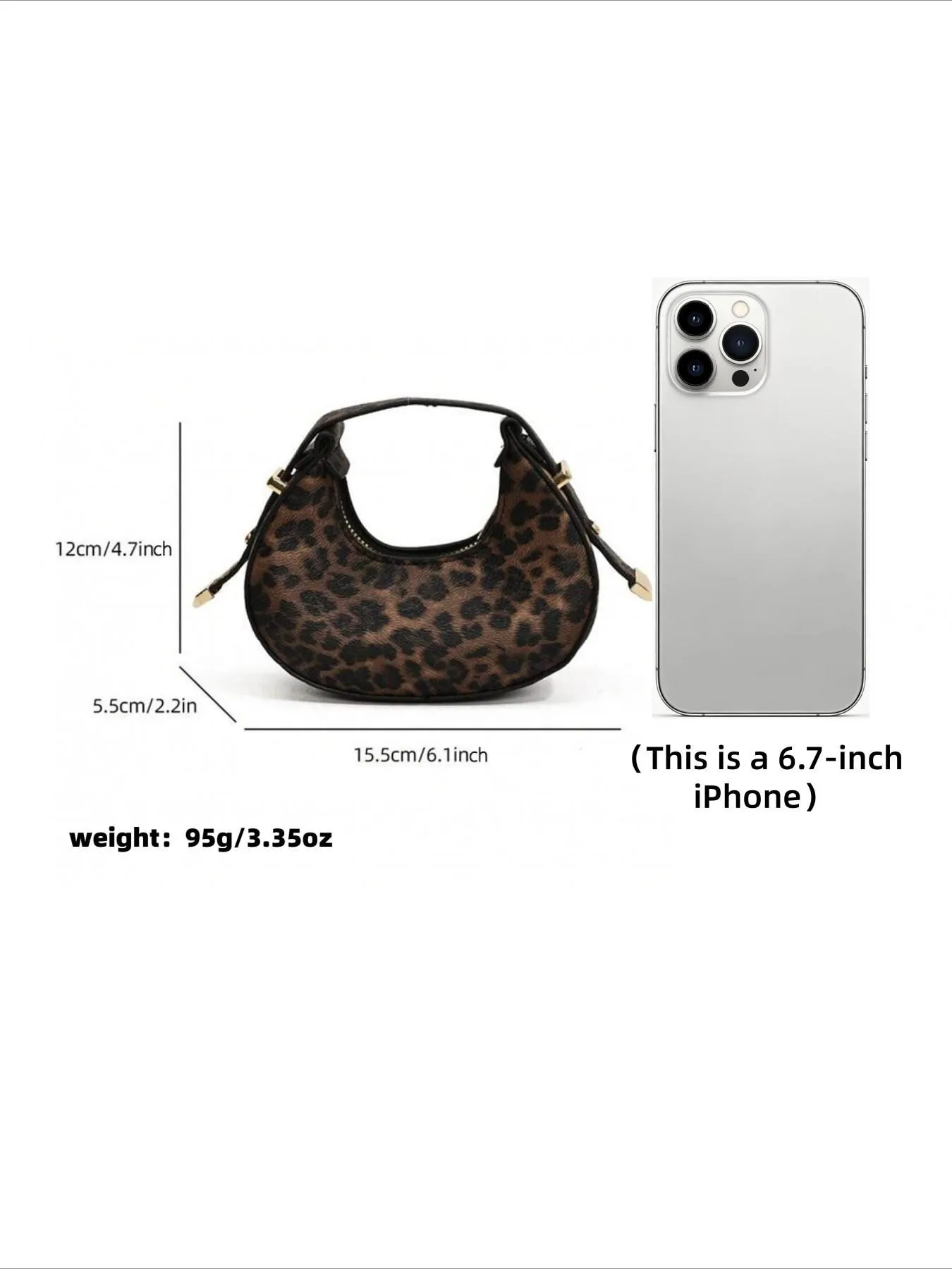 Vintage Leopard Crescent Underarm Bag, Minimalist Texture Shoulder Hand Bag