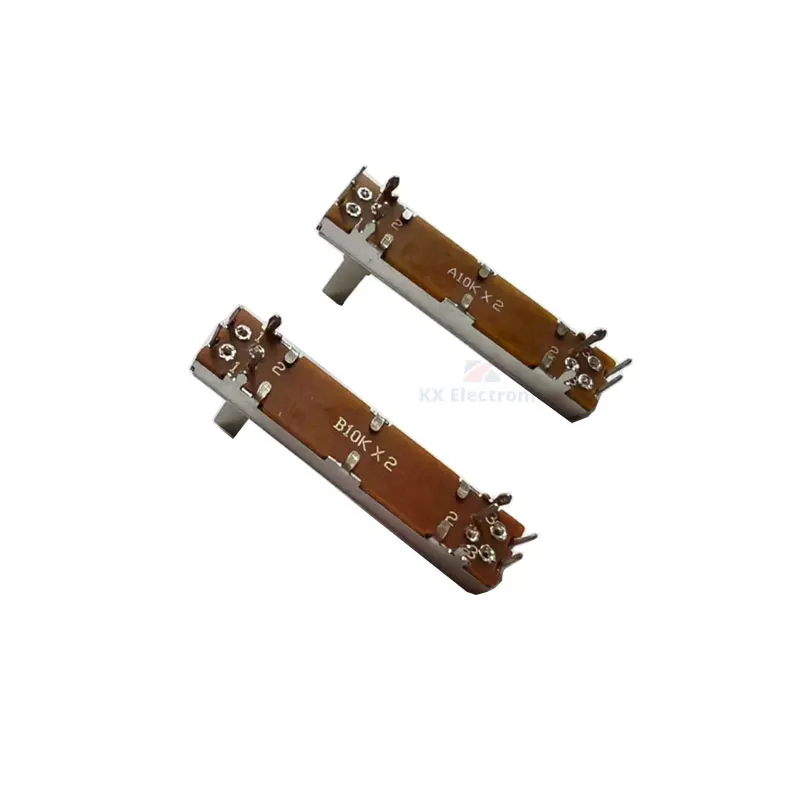 5pcs 3021G 45mm Straight Slide Push Potentiometer A10K B10K Mixer Fader Dual Potentiometer Stereo Handle 15mm A10K*2 B10K*2 image 4