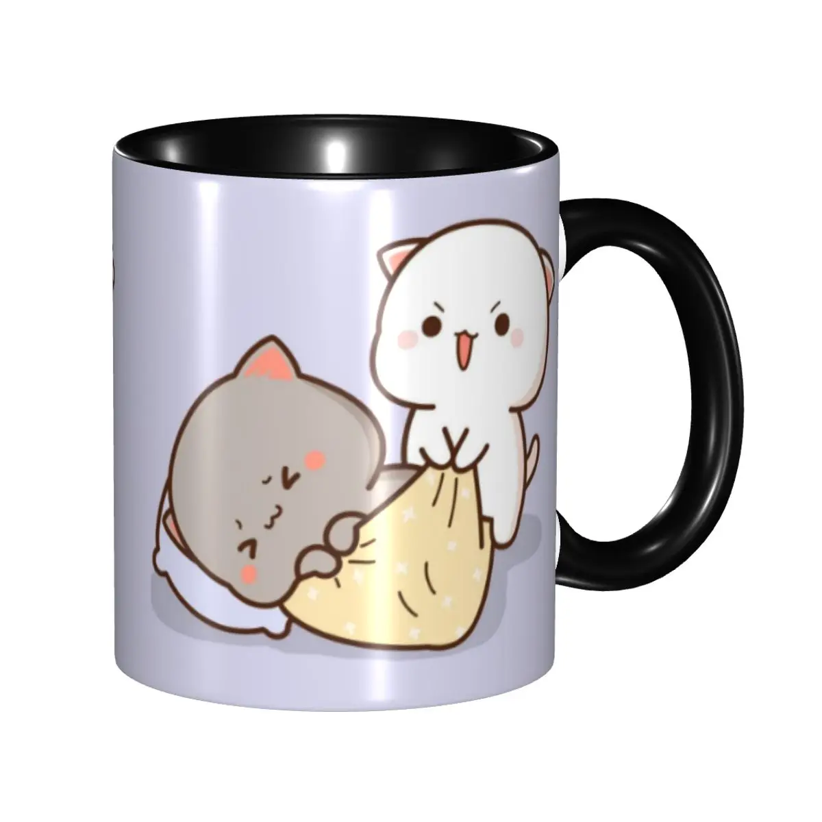 Taza personalizada de despertar de gato Mochi de melocotón y Goma, taza de café de leche y té de cerámica DIY