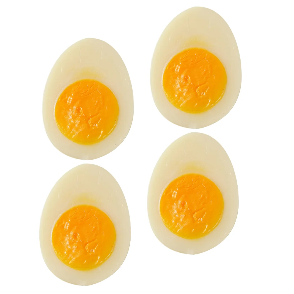 4 Pcs Simulated Boiled Eggs Prop Kitchen Props Model Artificial Food Models Fake for Faux