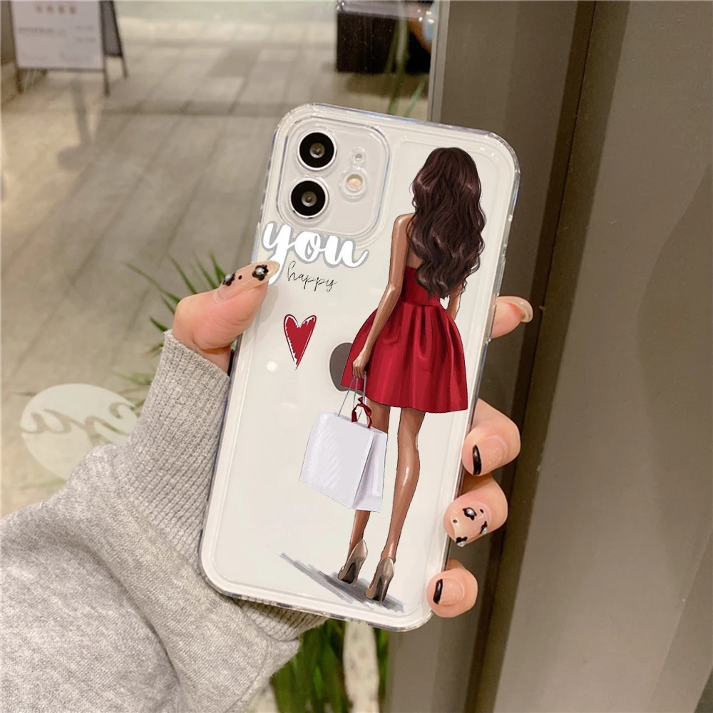 Fashion Girls Phone Case for iPhone 15 14 13 12 11 Pro Max Case Coque for iPhone XR X XS Mini SE 7 8 Plus Cover Shockproof Funda