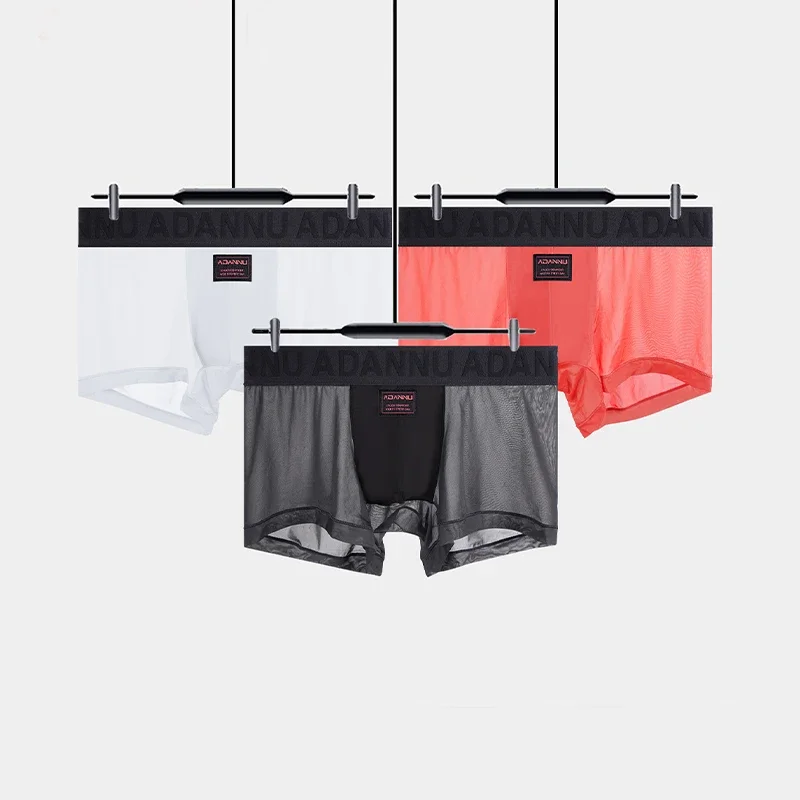

Summer Men's Underwear Ultra-thin Transparent Breathable Mesh Boxers Soft Skin-Friendly High-elasticity Panties for Sports