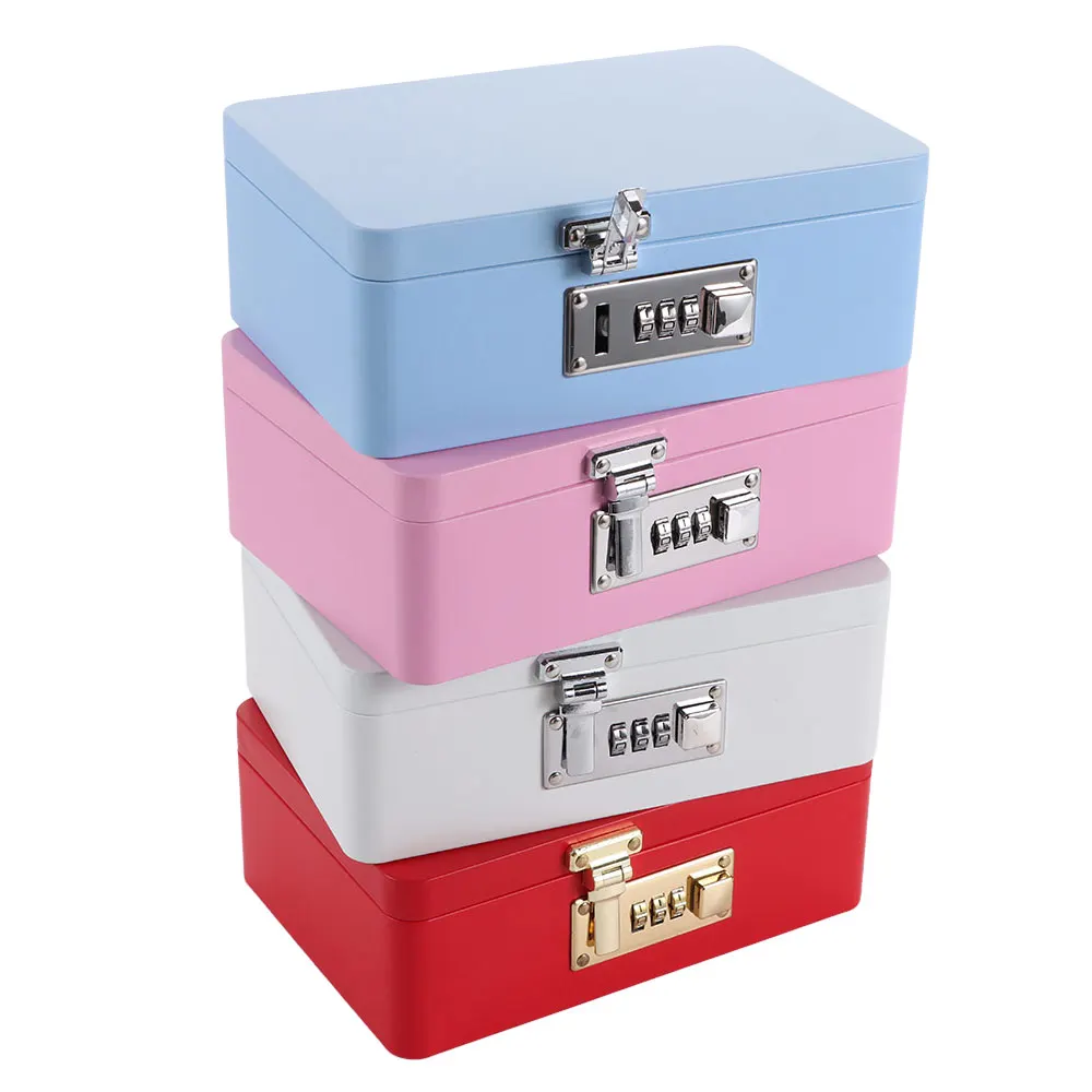 Combination Lock Password Lock Storage Box Metal Construction Rectangular Shape Storage Iron Box Secure Storage Initial Password