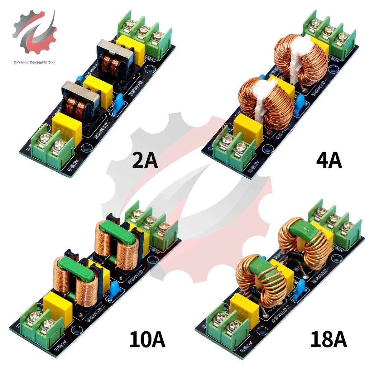 DC110-250V 2A 10MH 4A 10MH 10A 8MH 18A 3MH Common Mode EMI Power Filter High Power AC Electromagnetic Interference Filter Module