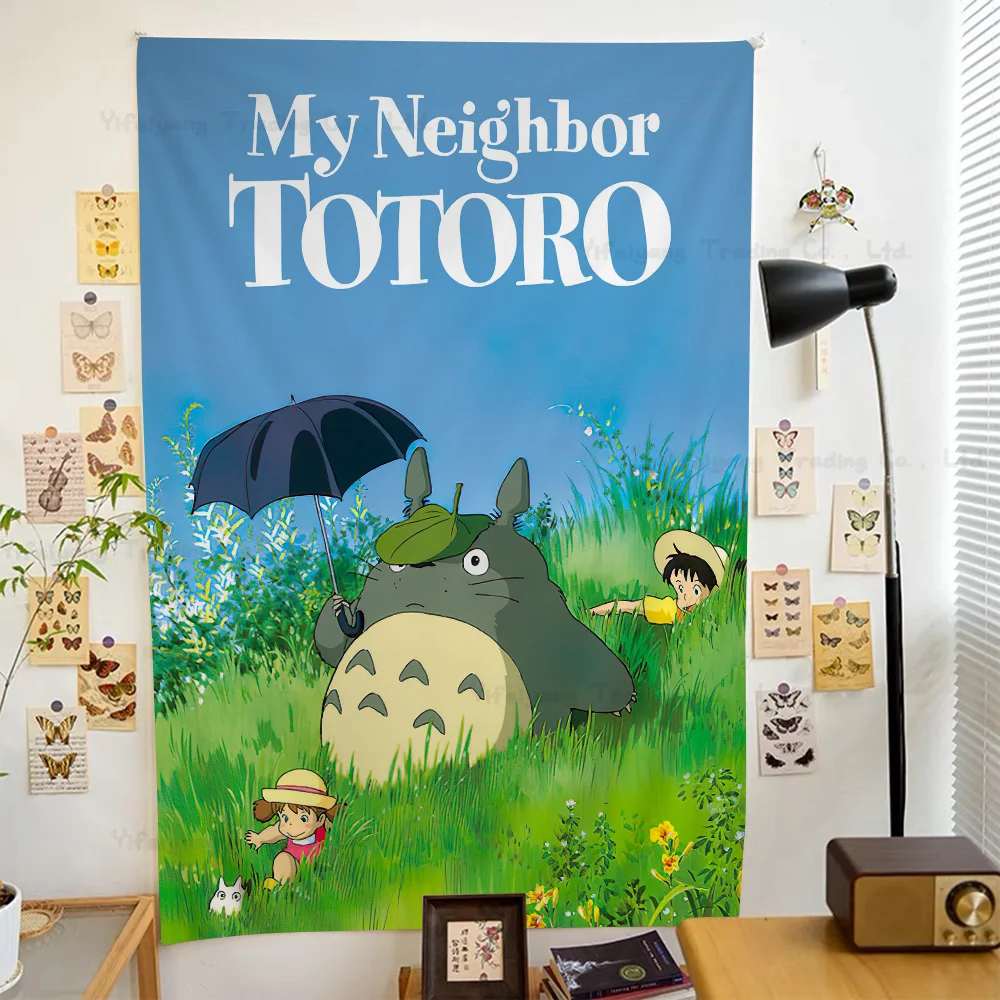 Hayao Miyazaki – tapisserie murale imprimée du film animé Totoro, grande tapisserie murale, Art, Science-Fiction, décoration de maison, couverture, 1 pièce