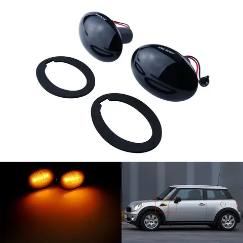 ANGRONG LED 사이드 마커 회전 신호등 앰버 BMW 미니 쿠퍼 R55 R56 R57 R58 R59
