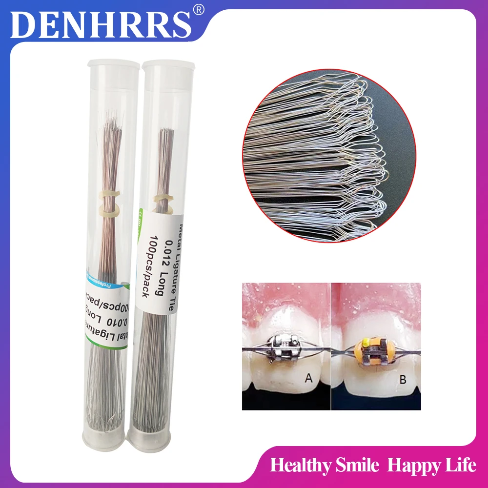 100Pcs/Lot Dental Orthodontic Long SS Preformed Ligature Wire Twisted End