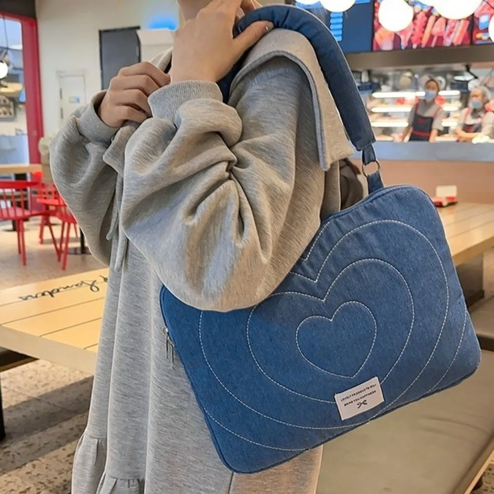 Moda moderna saco de computador bowknot bordado à prova de choque manga portátil 14 polegadas macio tablet carring caso negócios