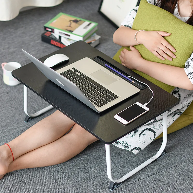 Folding lazy bay window desk bedroom laptop bed table