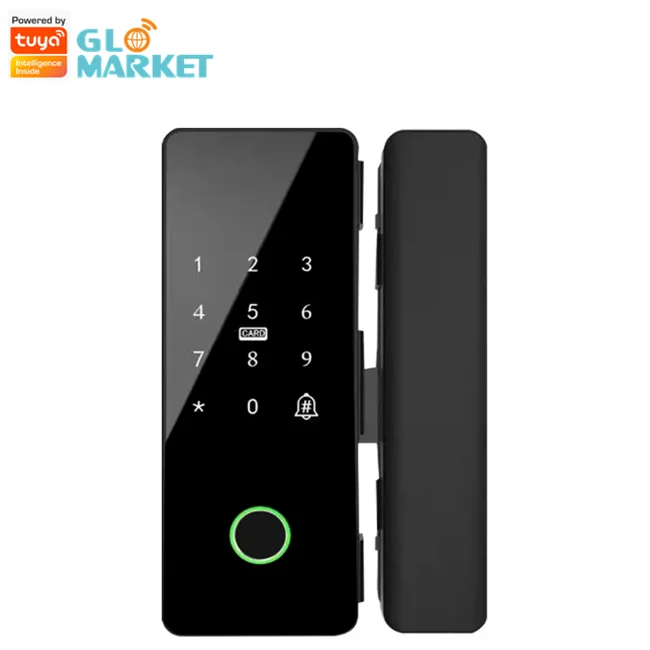 

Glomarket Smart Glass Door Lock Fingerprint Tuya App Remote BLE Eletronic Auto Locking with Doorbell Glass Door Lock