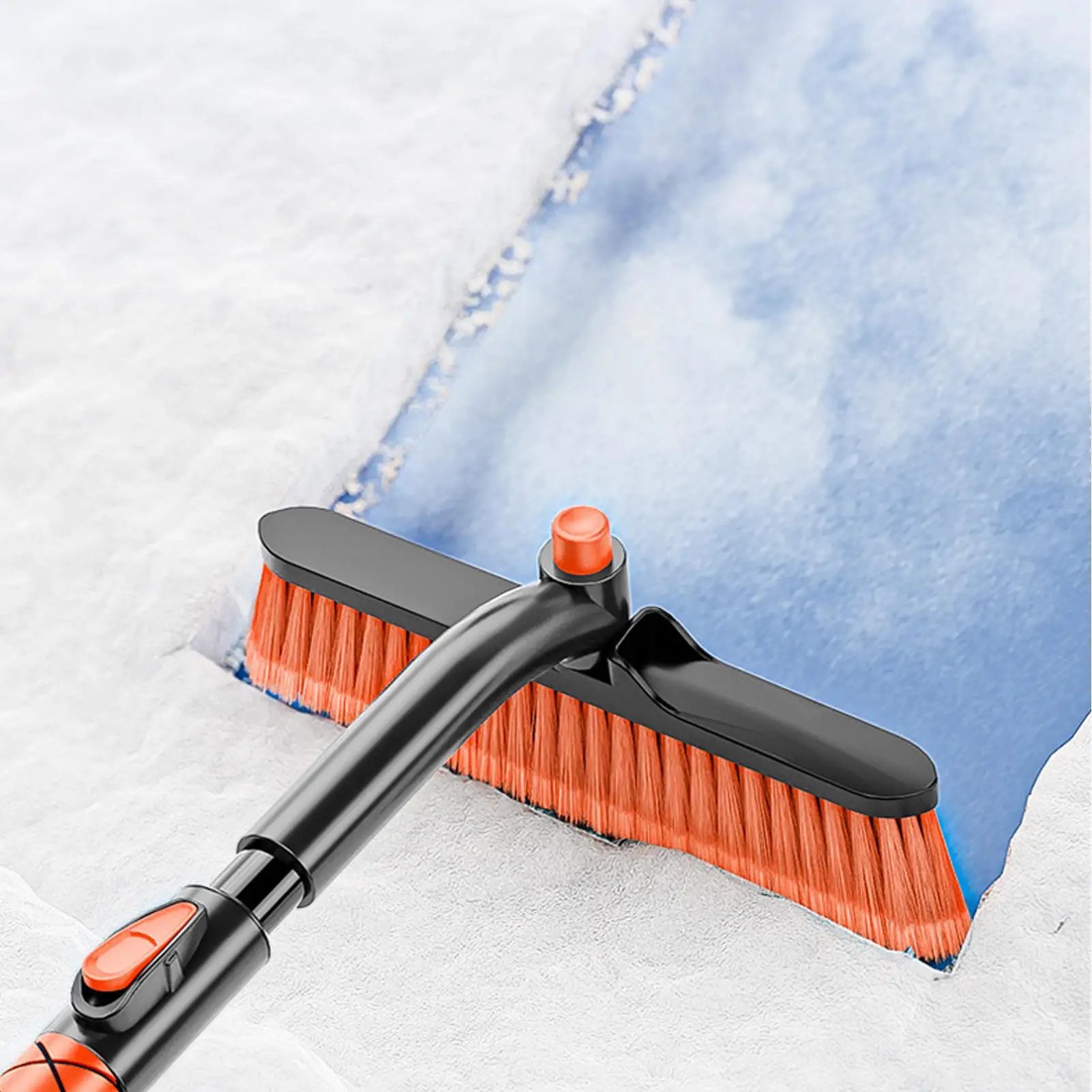 Snow Brush And Ice Scraper Extendable Cleaning Tool Snow Removal Brush With 360 Degree Pivoting Head For Vehicle SUV Truck