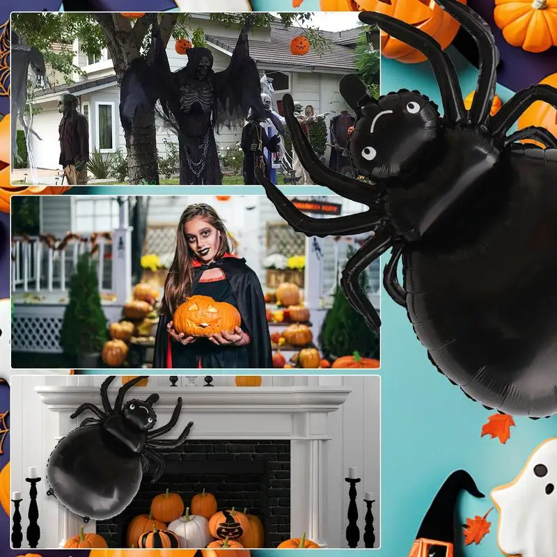 Globos de araña de Halloween, 5 piezas, decoración para fiesta escalofriante, cumpleaños, día de la muerte, Año Nuevo