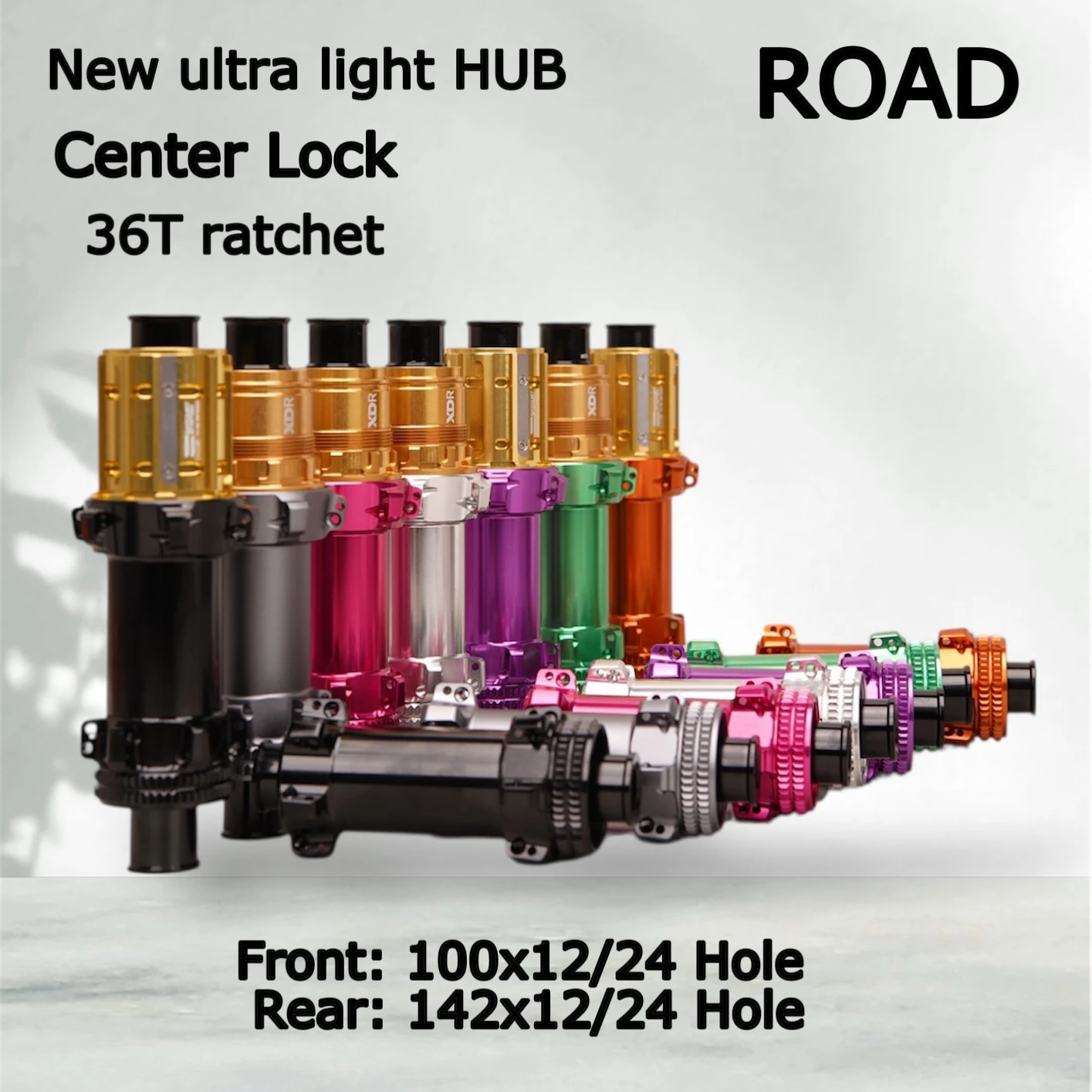 New Ultra Light Road Disc Brake 36T Star Shaped Ratchet Wave Spring Bicycle Lock Straight Pull 24H Wheel Hub 100-142 XDR/HG 258g