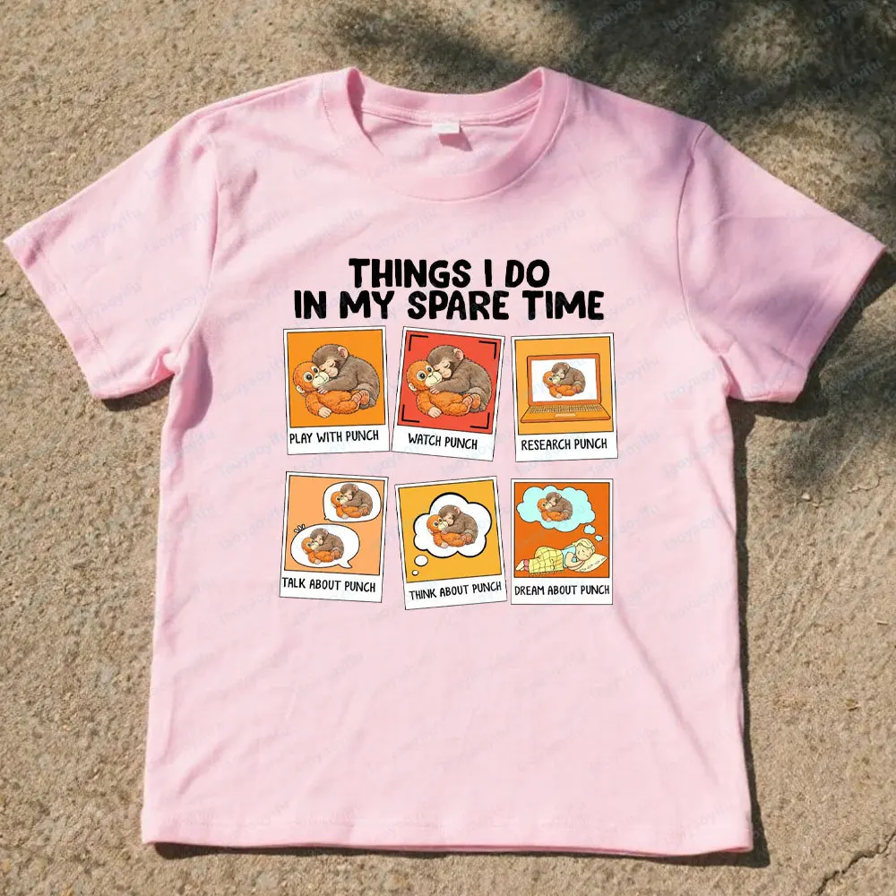 Things I Do in My Spare Time Team Punch Monkey T Shirt Men Women Stay Strong Punch Animal Lover Graphic Tee Cotton Short Sleeve