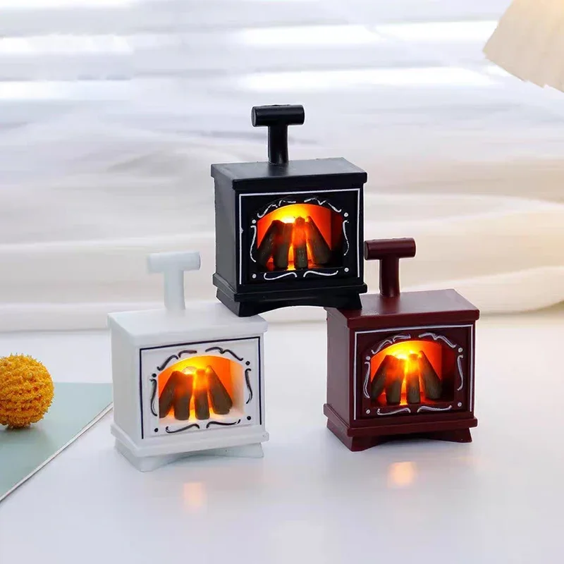LED Mini Fireplace Night Light Creative Electronic Candle Lamp Home Decor Children Bedroom Small Table Night Lamp