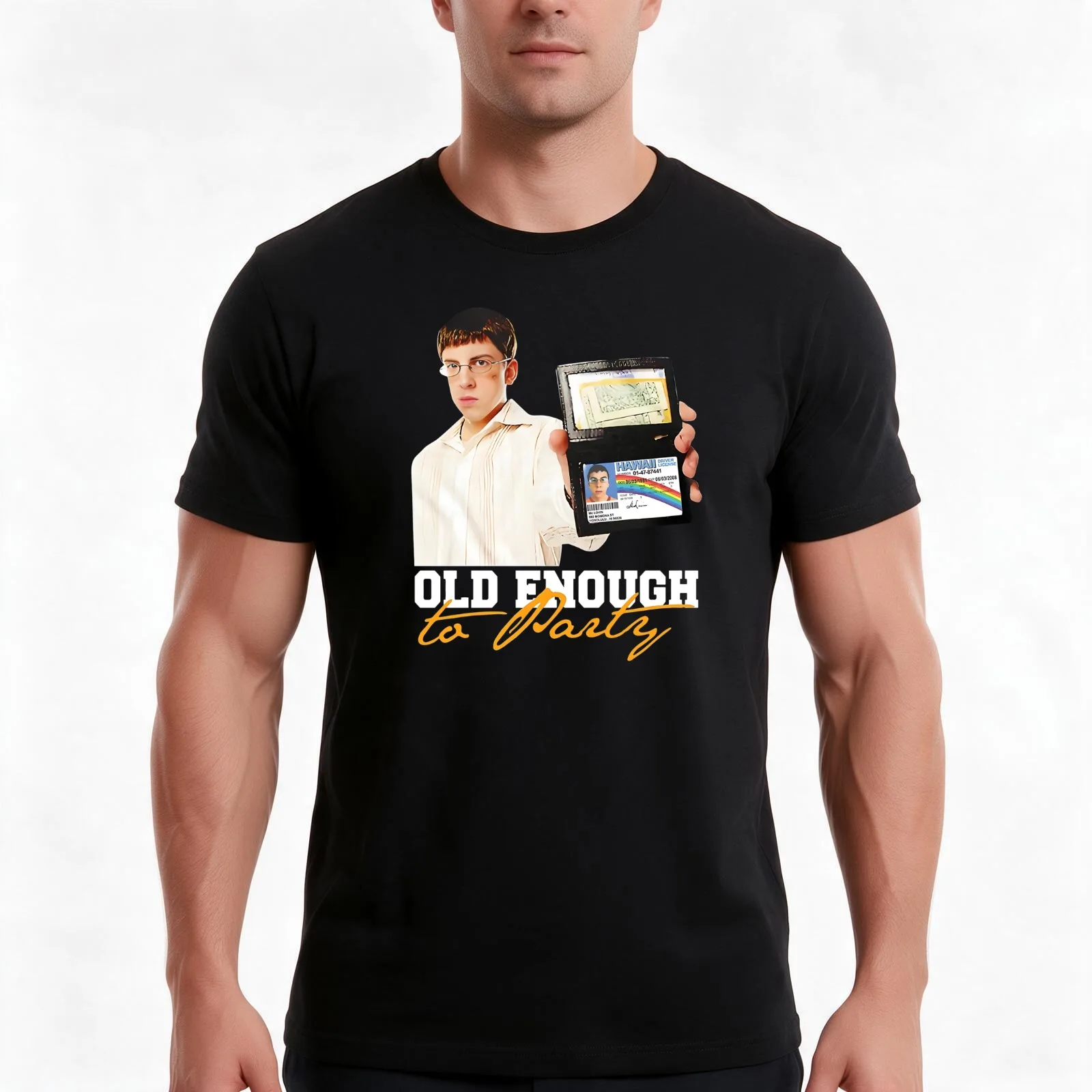 Superbad Mclovin T-Shirt, Summer Casual Cotton Tee, Oversized Streetwear Tops, Vintage Graphic Print, Loose Fit Short Sleeve