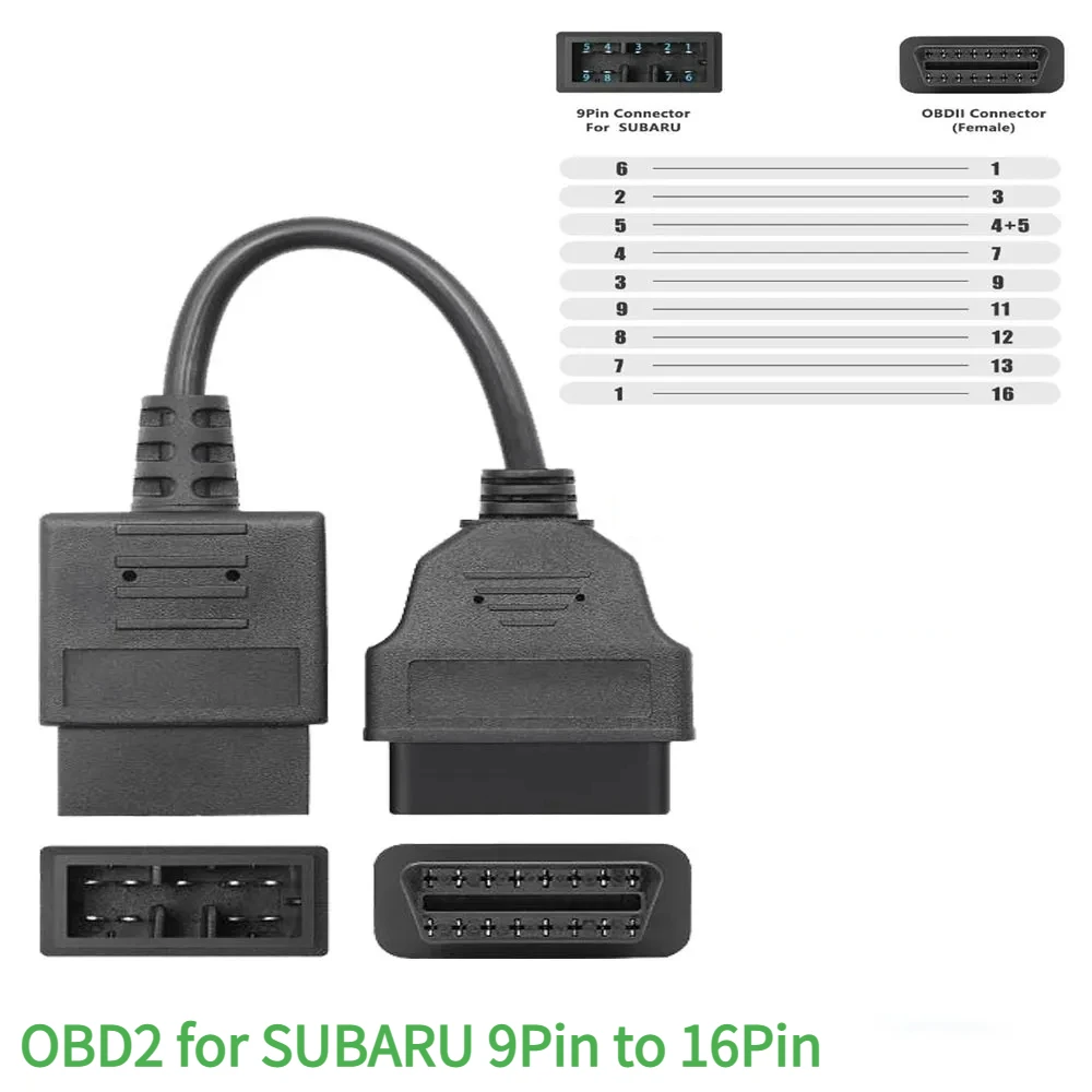 NEW for Subaru 9Pin To 16Pin Lead Diagnostic Interface Cable OBDII Cable Convert Female Interface Auto Scanne Diagnostic Tool