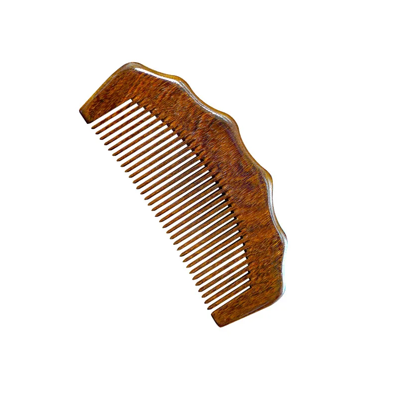 Wood Comb with Fine Tooth Natural Green Sandalwood Comb 13-16CM Anti-Static Sandalwood Scent Detangler Wooden Comb