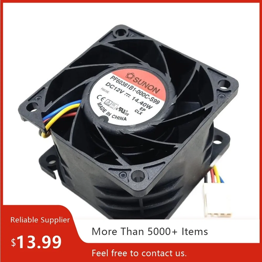 for Sunon 60mm 12V High-Speed Cooling Fan PF60381B1-000C-S99, Dual Ball Bearing, 12000RPM, PWM 14.4W Servers