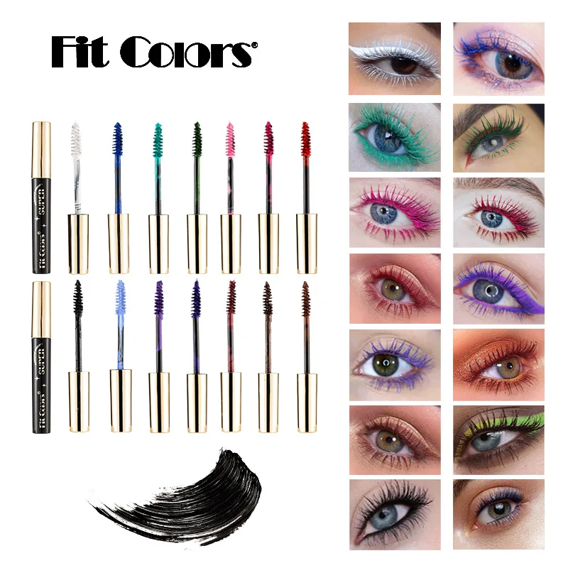 

14 Shades Colorful Mascara Set Thick Curling Waterproof Non Smudge for Festival Stage Club Makeup Cross border