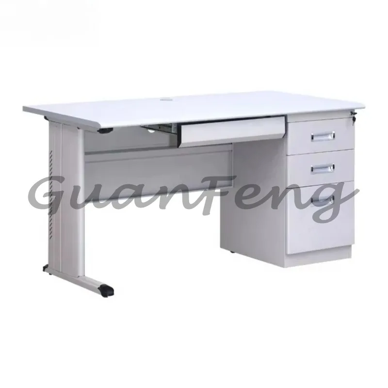 Stainless Steel Metal Office Desk 3 Drawer Computer Table Heavy‑Duty Office Workstation Furniture