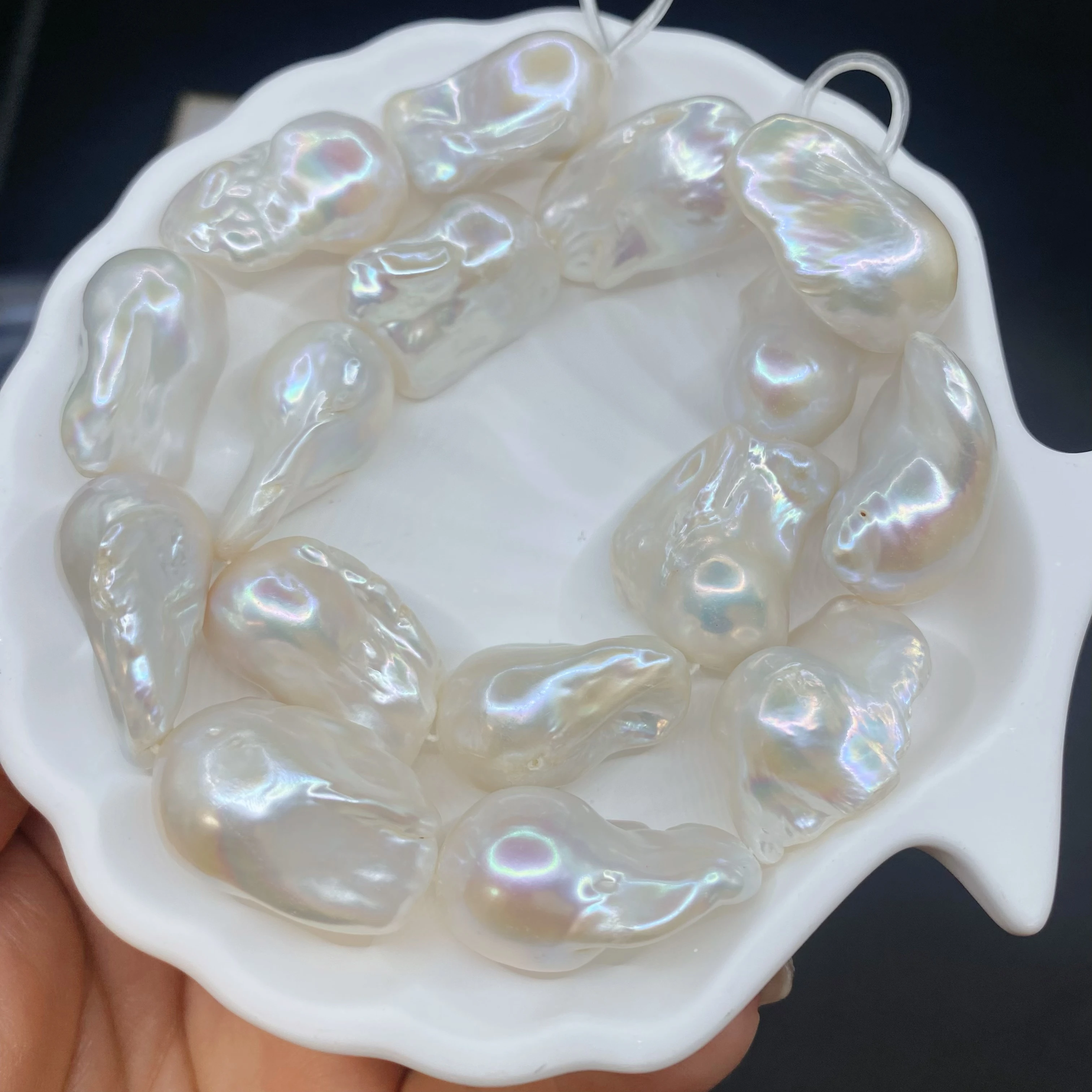 

2A 16-17mm Large Size Irregular White Baroque Necklace Freshwater Wholesale Freshwater Pearls Beads String Strand