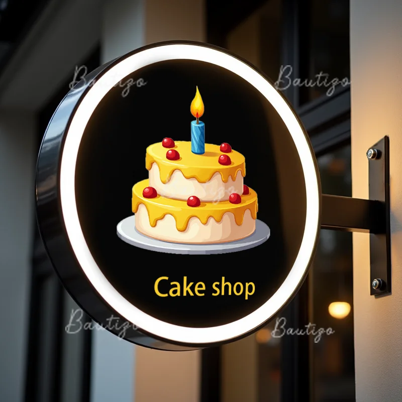 Custom Acrylic LED Cake Shop Light Box for Business Waterproof Double Sided Outdoor Storefront Signage Wall Mounted