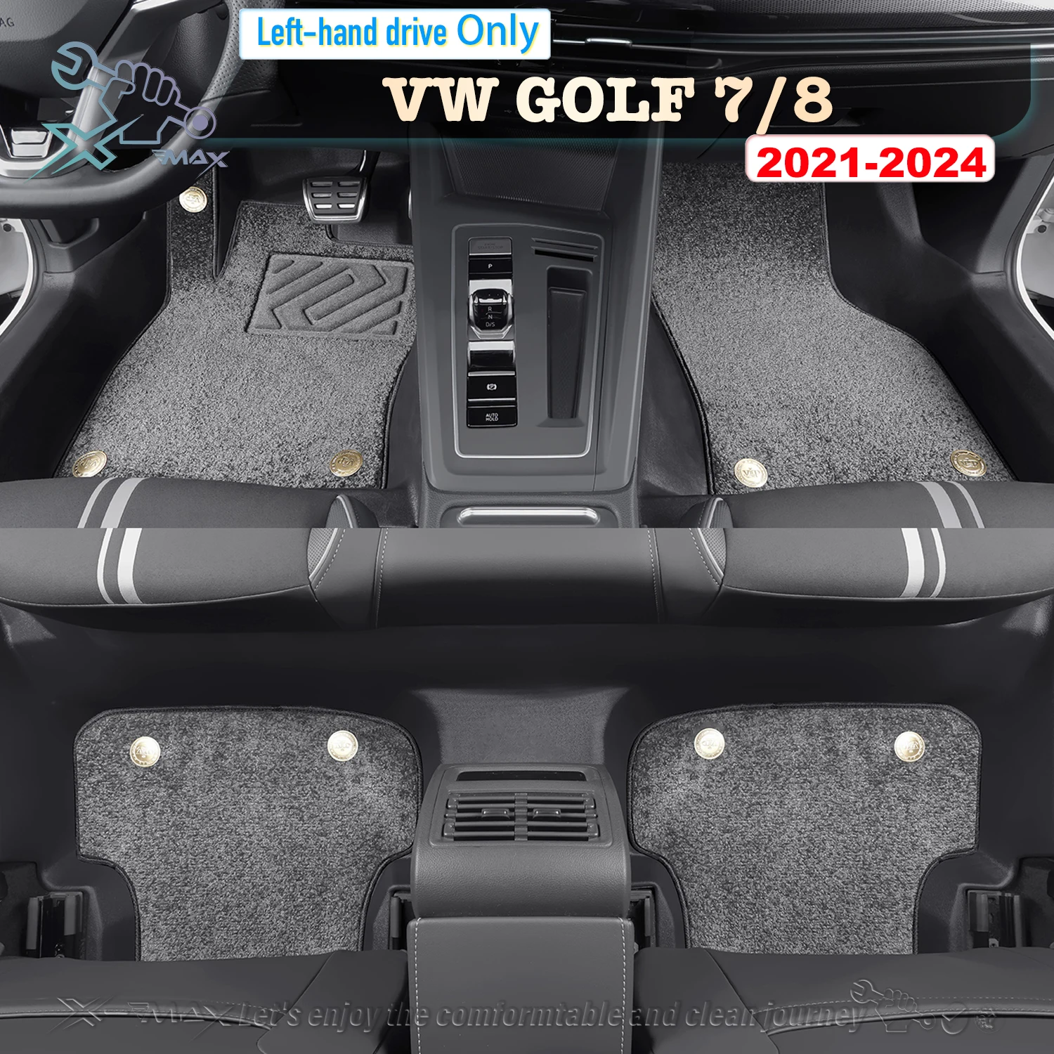 

Left-hand Drive Car Floor Mat For VW GOLF 7/8 7.5 RLine GTI 2021-2024 Full Surround Foot Mat Automotive Floor Mat Floor Liner