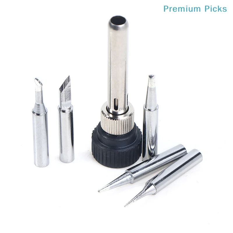 For ESD 852D 936 937D 898D 907 HAKKO Iron Tip Cannula Casing And 5 X Solder Iron Tips Soldering Station Iron Handle Adapter