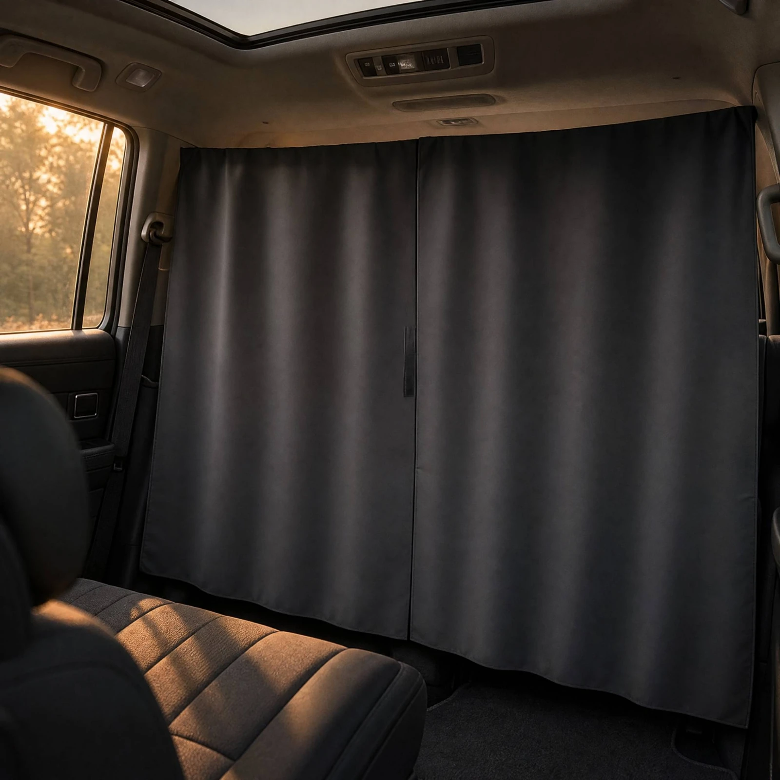 Car Partition Screen Universal Fit Hanging Car Divider Curtain with Center Opening for Travel Travelers
