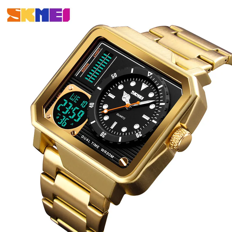 SKMEI Digital Electronic Stainless Steel Men Watch Strap Watches Day Date Display Personality Alarm Relogio Masculino Cool 1392