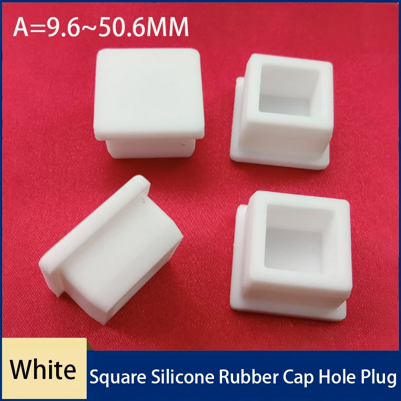 

1-10PC White Square Silicone Rubber Cap Hole Plug Rubber T-Plug Tube Box Part Insert Sealing Plug Furniture Feet Pad 9 .6-50.6mm