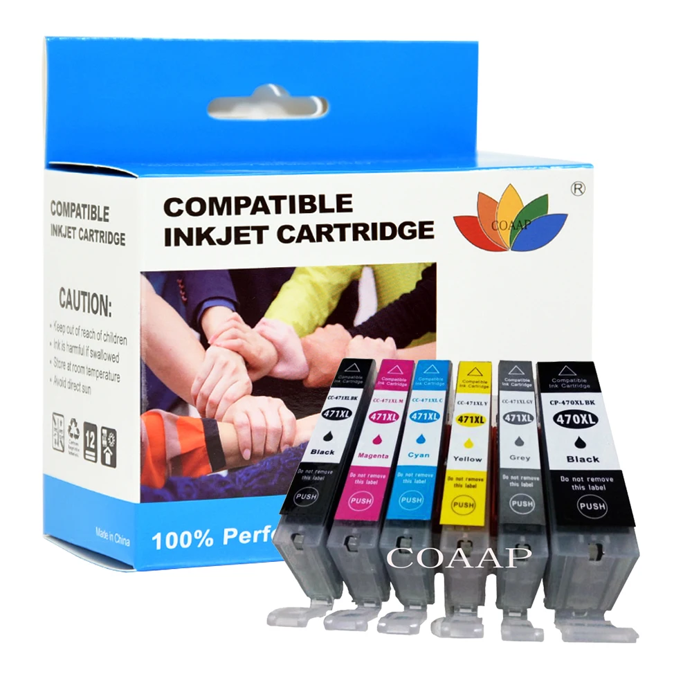 6 Pack PGI470 CLI471 PGI-470BK CLI-471 BK/C/M/Y/GY Compatible ink cartridge for canon PIXMA MG5740 MG8640 TS5040 TS6040 Printer