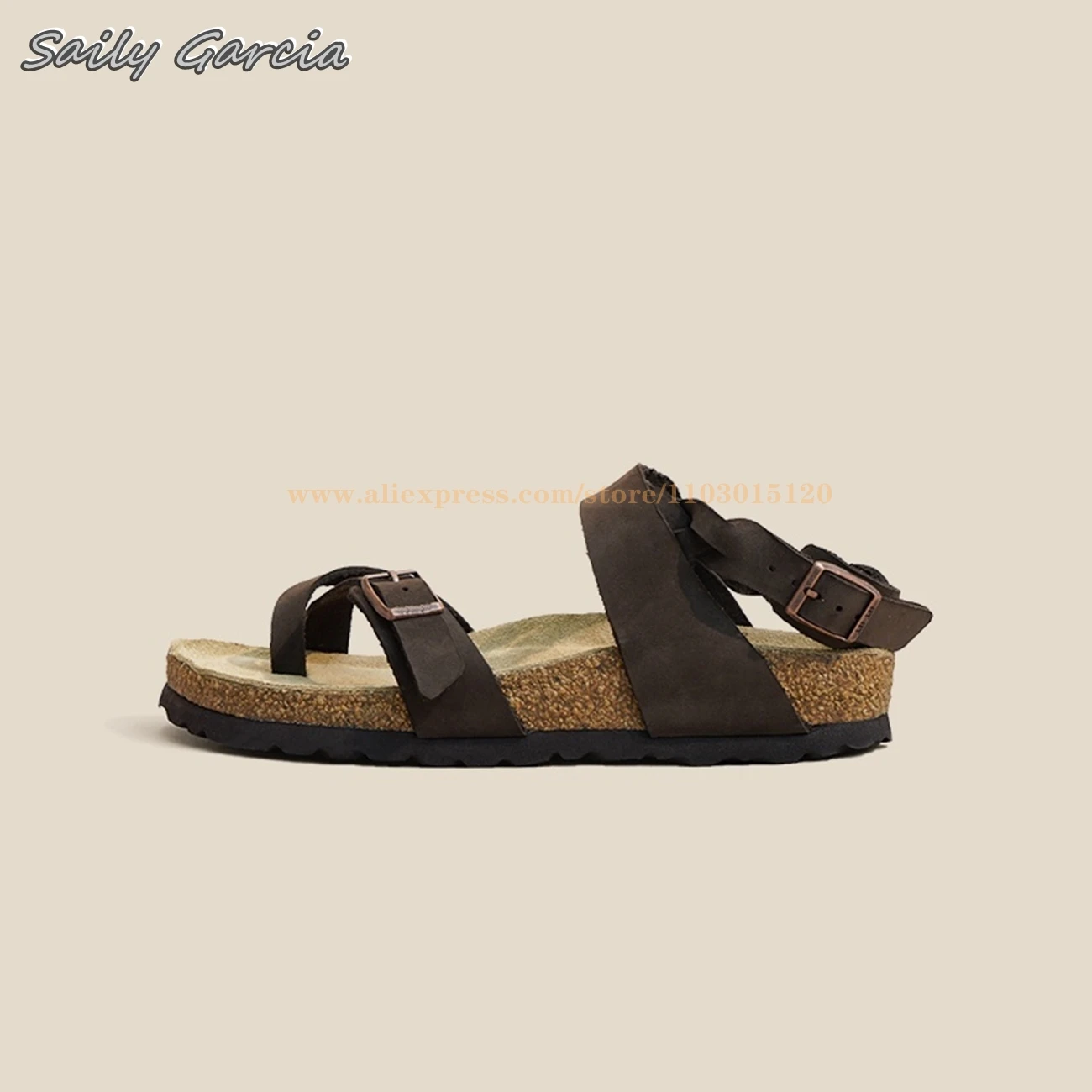 Eerste Laag Cowhide Geweven Buuckle Strap Slippers 2024 Zomer Nieuwe All-Match Casual Schoenen Open Teen Platform Strandsandalen