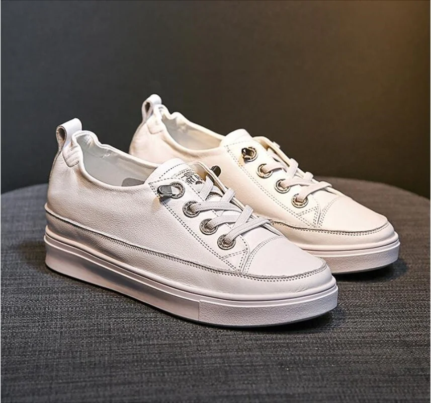 

Женские весенние новые белые туфли из натуральной кожи на шнуровке, женские модные повседневные туфли на плоской подошве с мягкой подошвой