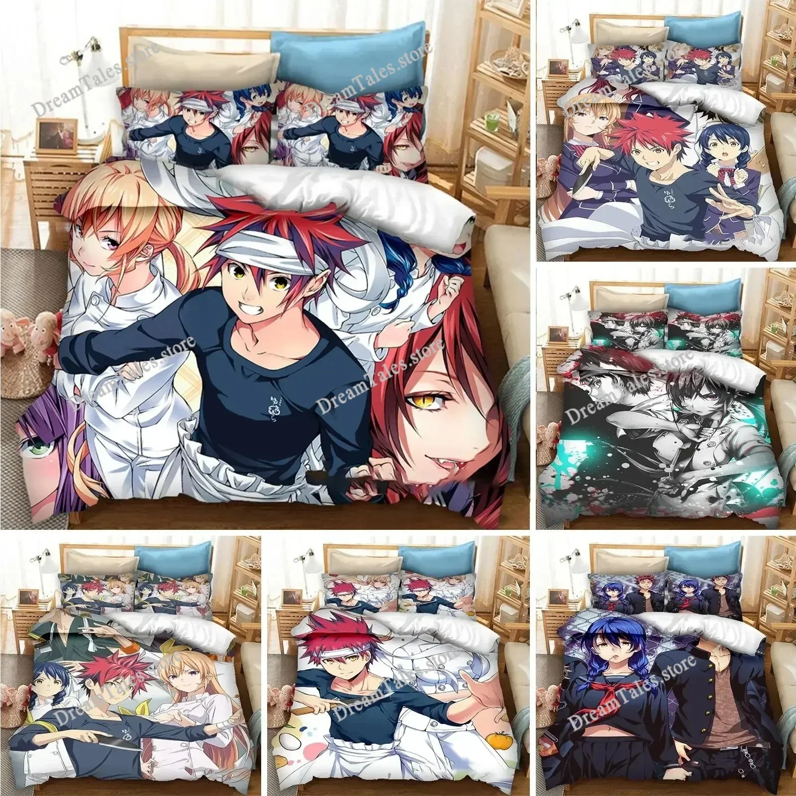 

Exquisite 3D Anime Food Wars Shokugeki No Soma Wallpaper Print Bedding Set Duvet Cover Comforter Bed Youth Kids Girls Boys Gift
