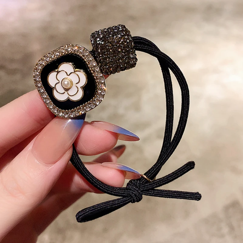 Korean High-end Retro Camellia Flowers elastic hair bands Hair Ties Rope Ring Temperament Horsetail  Accessories for Women