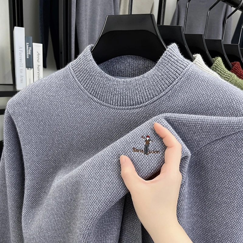 

Luxury Velvet Men's Round Neck Sweater Designer's New Golf Brand Embroidered Casual Korean Winter Thick Warm Knitted Pullover
