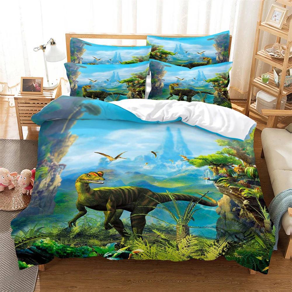 

Dinosaur Bedding 3-piece Digital Printing Cartoon Plain Weave Craft For North America And Europe Bedding Set Queen