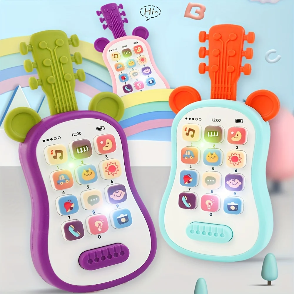 Guitar Cell Phone with Lights Music Sleep Toys, Early Education & Music Sensory Toys for Toddlers Preschool Learning Gifts