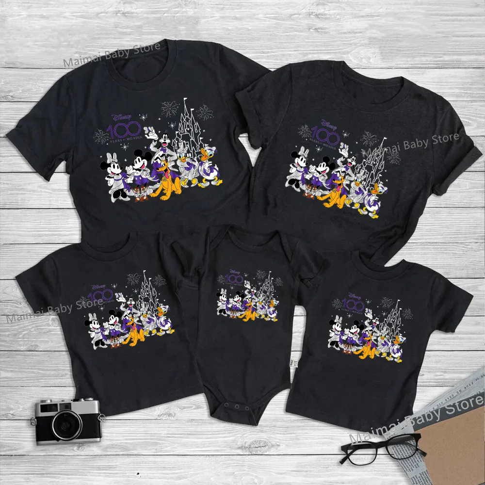 New Mickey and Friends Disney 100 Years Of Wonder Shirts Funny Disneyland Trip Anniversary Tshirts Family Matching Outfits