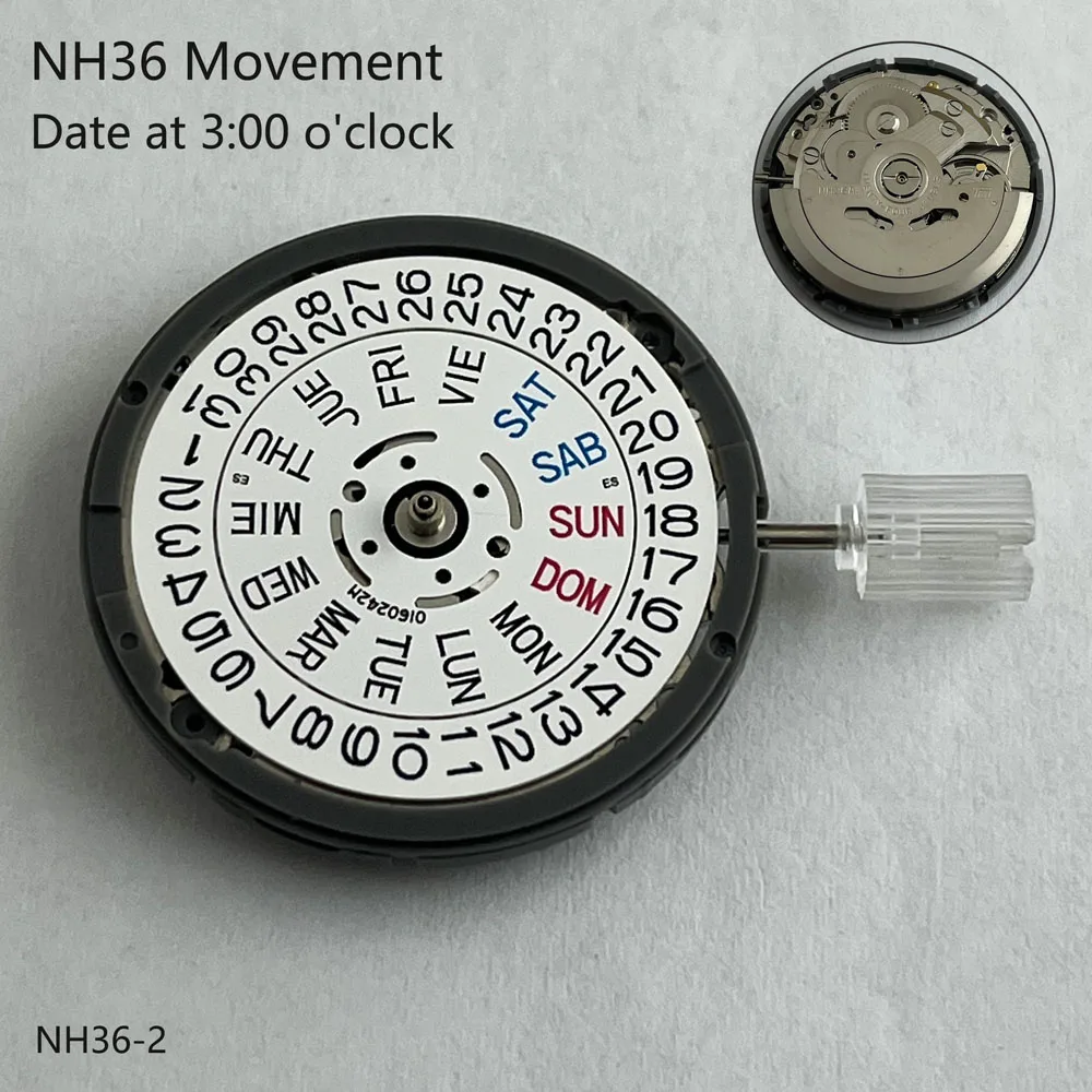 حركة nh36 اليابانية حركة الأسبوع والتاريخ مع 24 مجوهرات ملحقات ساعة حركة ميكانيكية أوتوماتيكية عالية الدقة