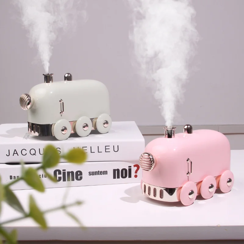 300ml Retro Train Humidifier Ultrasonic Humidicador Mini USB Aroma Air Diffuser Essential Oil Mist Maker Fogger With LED Light