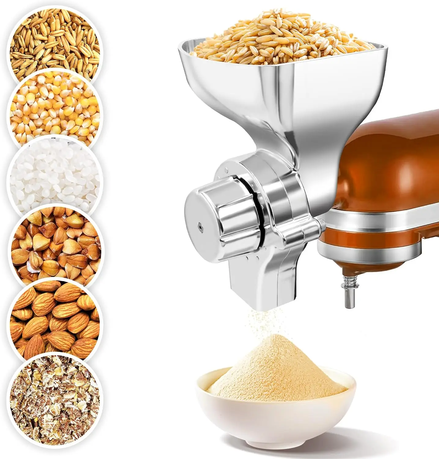 Grain Mill Attachment for KitchenAid Stand Mixers, 12-Level Adjustable