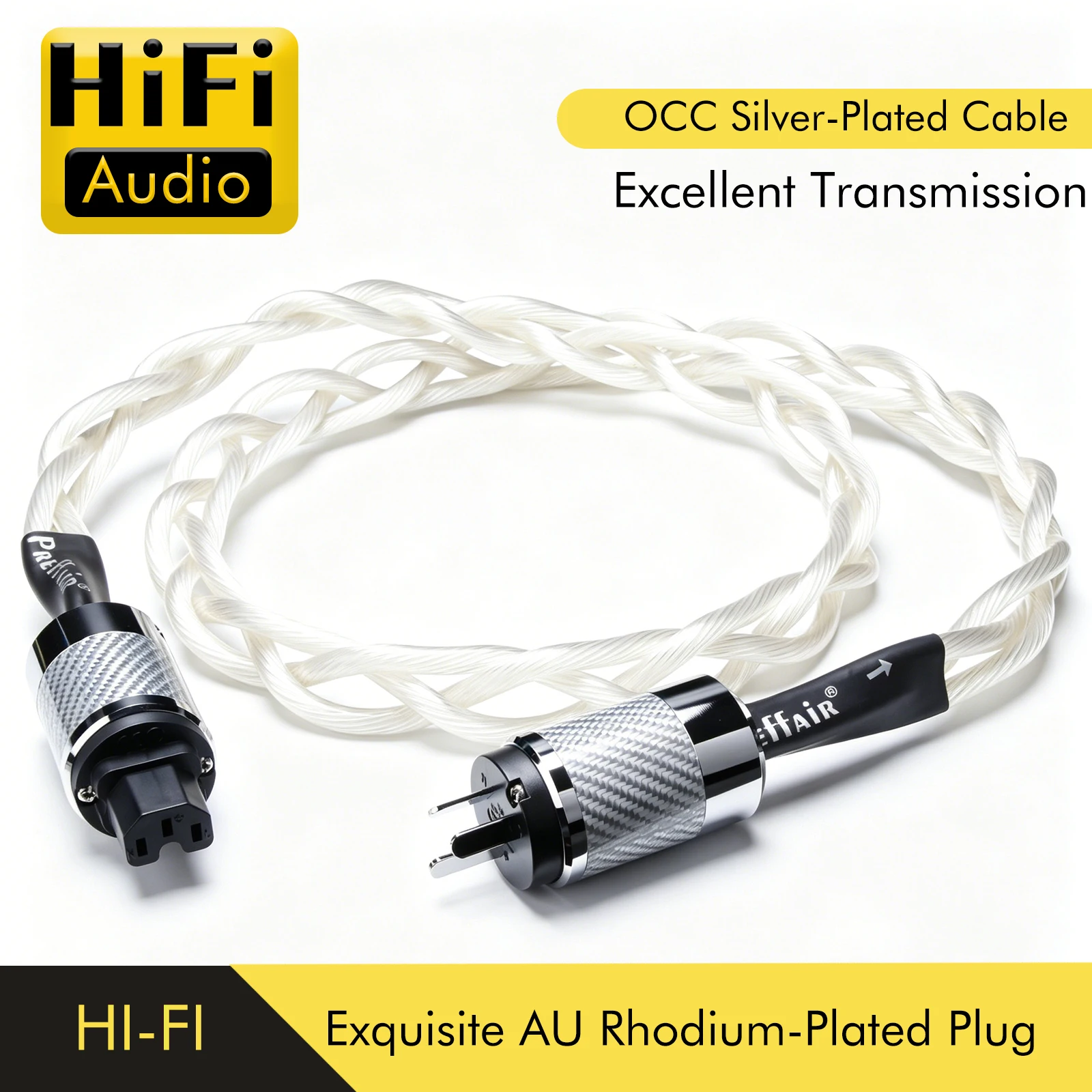 Preffair X402 OCC Copper Audiophile Power Cable with Rhodium Plating Plug US / EU /AC/UK  HiFi Audio Amplifier DAC Filter