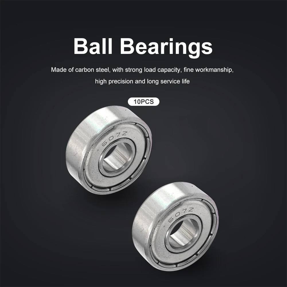 10pcs Deep Groove Bearings Heavy Load Metal Sealed Miniature Bearing 7x19x6mm Carbon Steel Wear Resistant for Skateboard Scooter