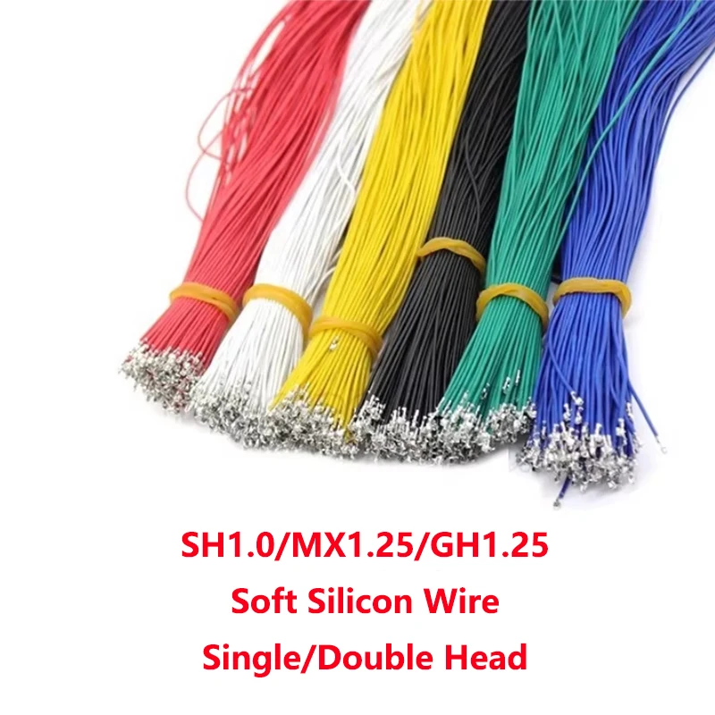 

100pcs SH1.0 MX1.25 GH1.25 PH2.0 XH2.54 Soft Silicon High Temp Resist Terminal Wire Cable 10/20cm Single Double Terminal Crimped
