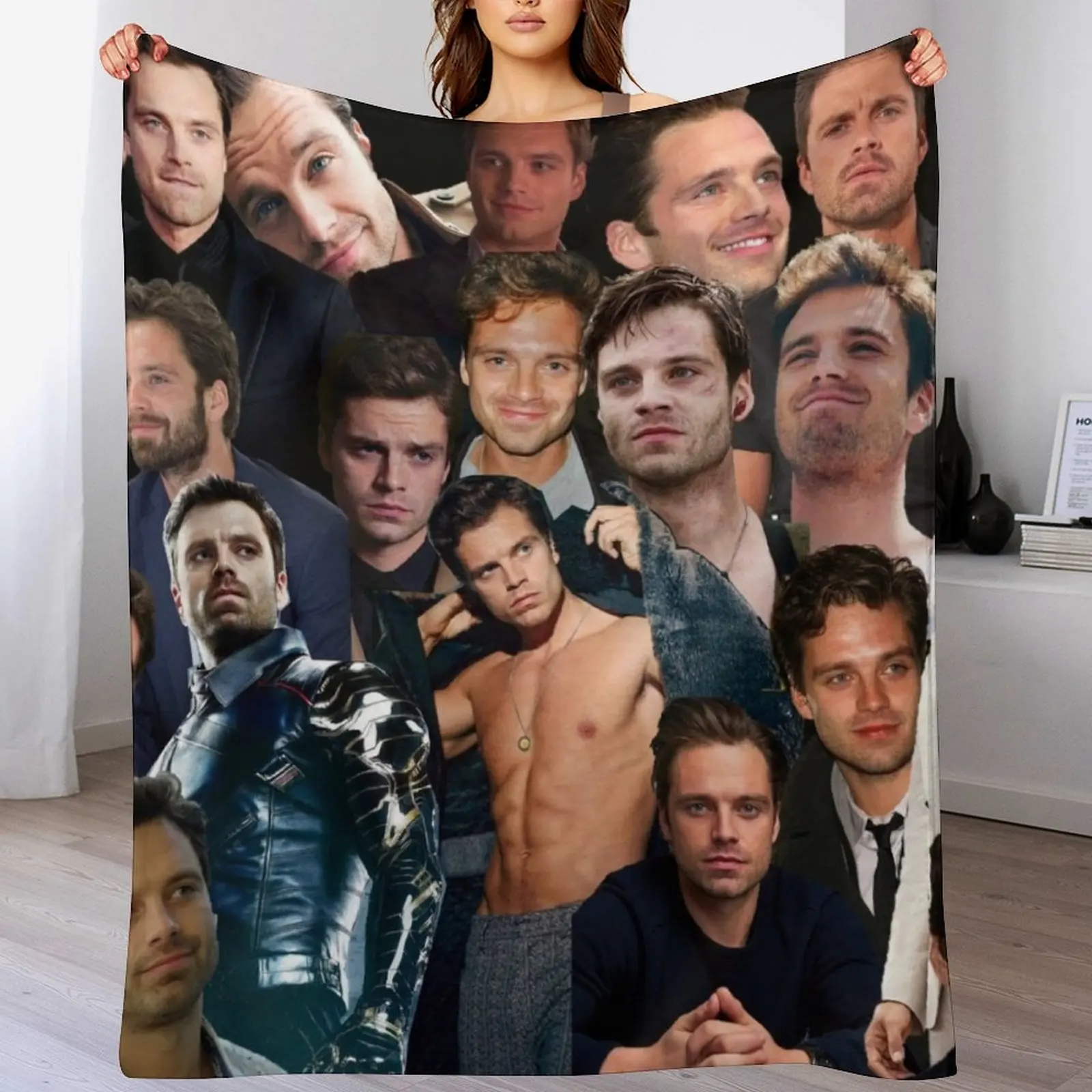 

Sebastian Stan Collage Throw Blanket decorative Plaid on the sofa bed plaid Bed linens Blankets