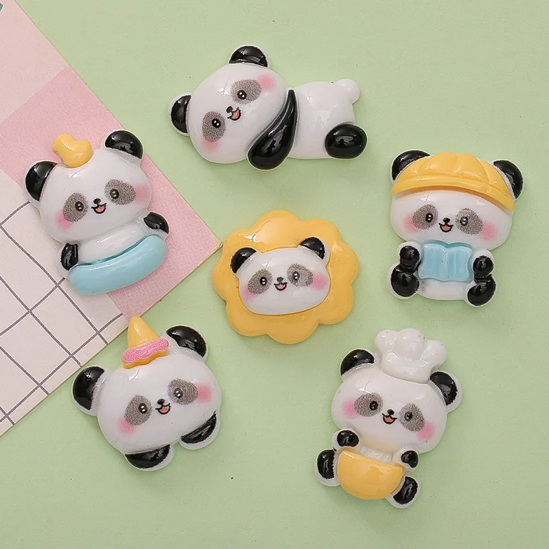 Resin Panda Flat Back Cabochon 20pcs Cute Cartoon Panda Animal Resins Scrapbook Kawaii DIY Embellishments Accessories