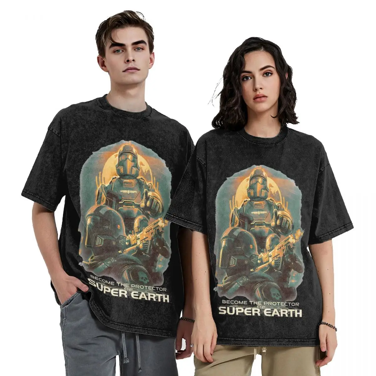 Helldiver 2 kaus dicuci edisi Super Citizen kaus katun Streetwear kaus pria wanita demokrasi